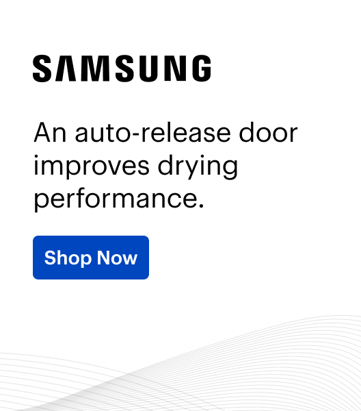 Samsung. An auto-release door improves drying performance.